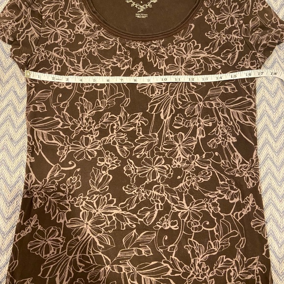 Sonoma Brown Floral Short Sleeve T-Shirt – Size Small | 100% Cotton - Picture 4 of 5